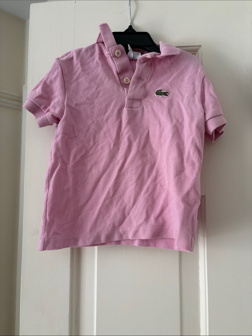 Lacoste Girls' Pink Short Sleeve Pique Polo with Crocodile Logo